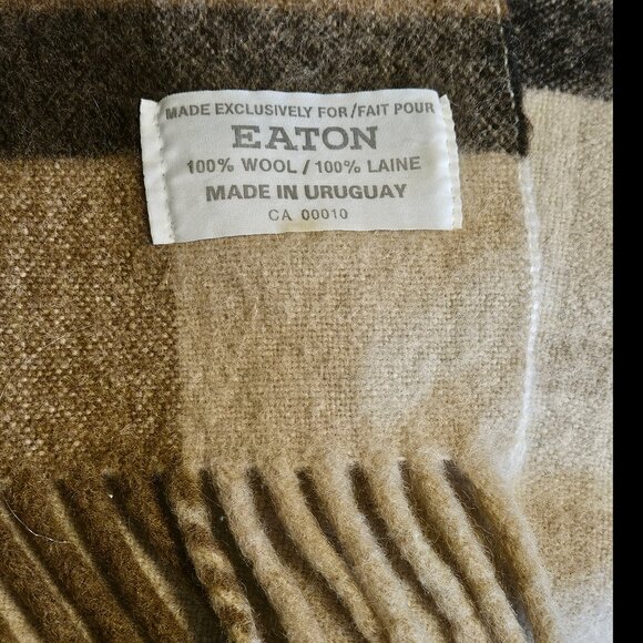 Vintage, traditional, woven wool, fringed blanket, picnic blanket, throw, browns - Picture 3 of 8